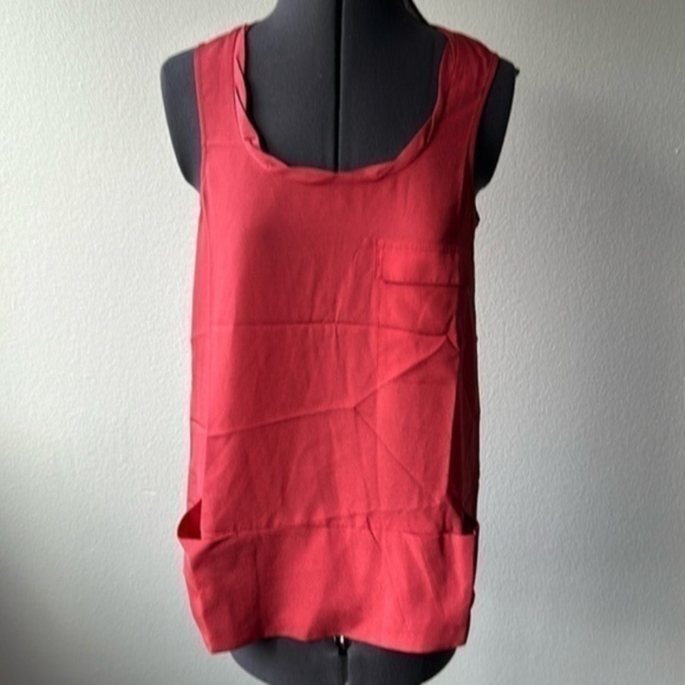 Kensie top burnt orange size small column dressing with pockets summer
